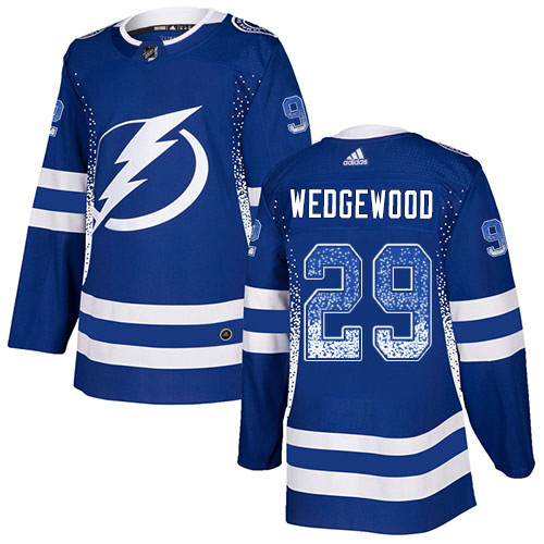 Adidas Tampa Bay Lightning Men #29 Scott Wedgewood Blue Home Authentic Drift Fashion Stitched NHL Jersey